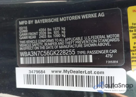 2016 BMW 428I z USA, uszkodzony, nr VIN WBA3N7C56GK228255